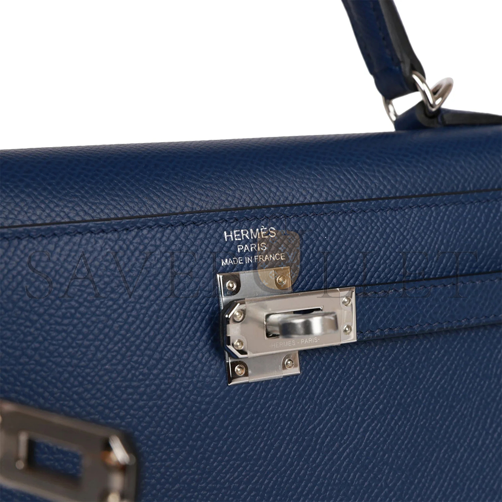 HERMÈS MASTER KELLY SELLIER 28 BLEU SAPHIR EPSOM PALLADIUM HARDWARE (28*22*10cm) 